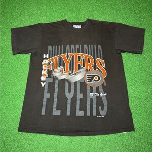 Vintage 90s Philadelphia Flyers Retro Hockey The Game Graphic Large T Shirt